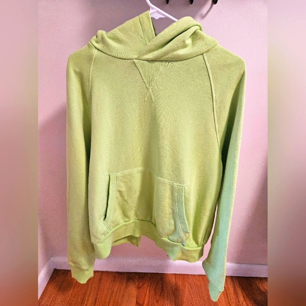 Athleta bright green sweatshirt with open back style